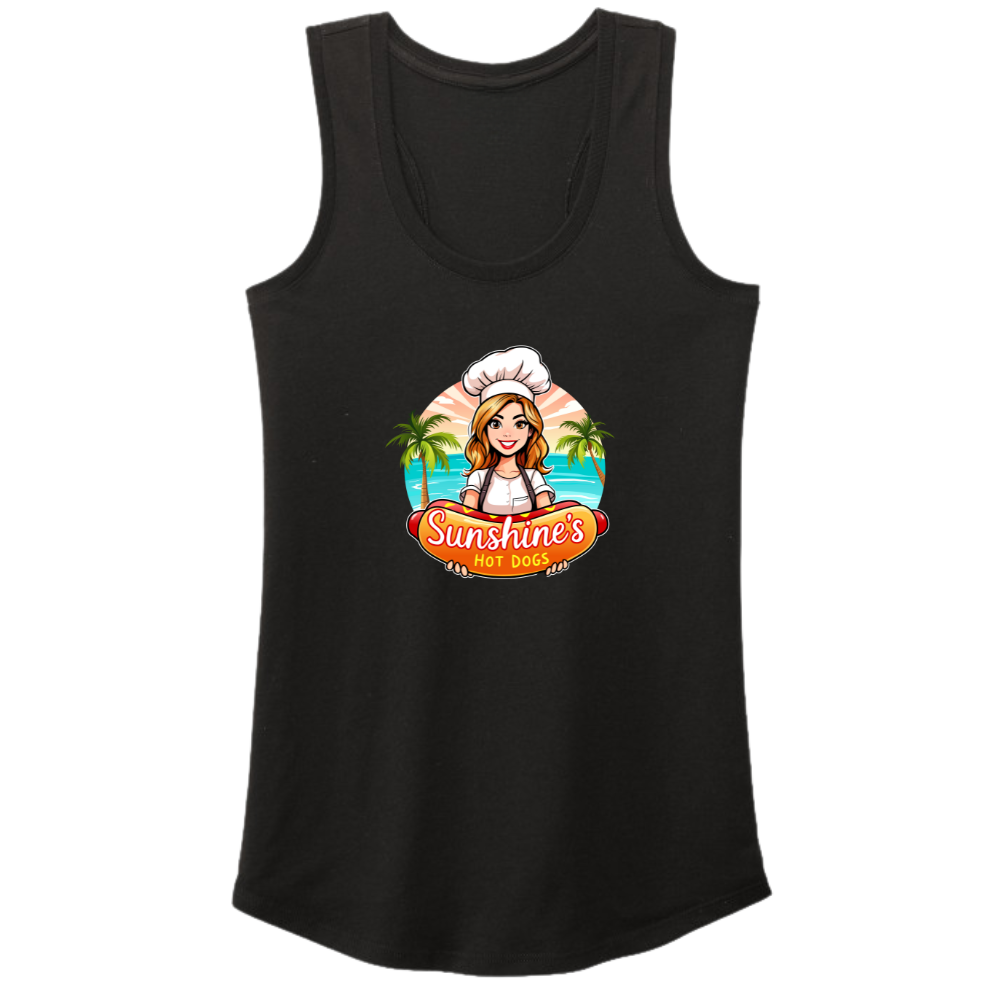 Classic Sunshine's Hot Dog Tee - Ladies Racerback Tank (Black)