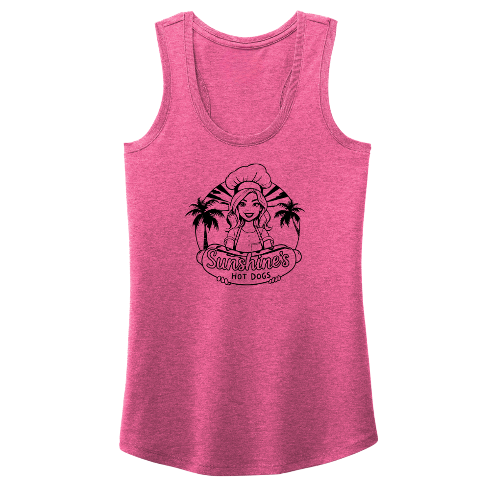 Classic Sunshine's Hot Dog Tee - Ladies Racerback Tank (Pink)