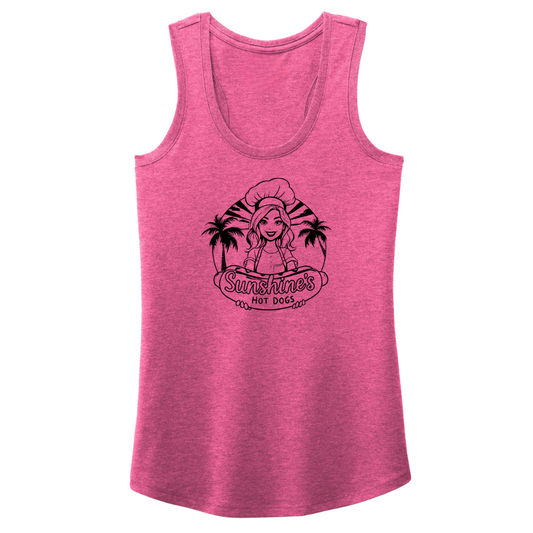 Classic Sunshine's Hot Dog Tee - Ladies Racerback Tank (Pink)