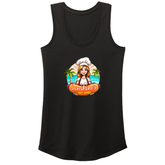 Classic Sunshine's Hot Dog Tee - Ladies Racerback Tank (Black)
